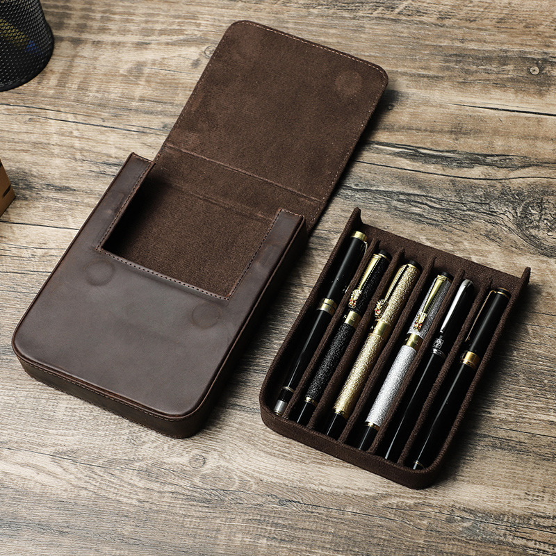 Luxury Genuine Leather 2/3/6/1 - đánh giá và giá Leather Fountain Pen Case 3 Slots Pouch