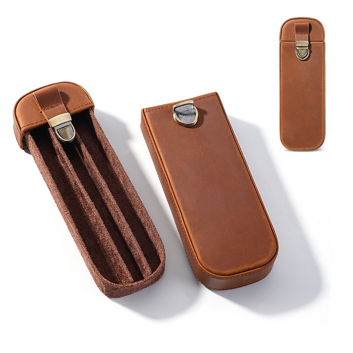 Handmade Leather 3 Slots Fount - đánh giá và giá Leather Fountain Pen Case 3 Slots Pouch