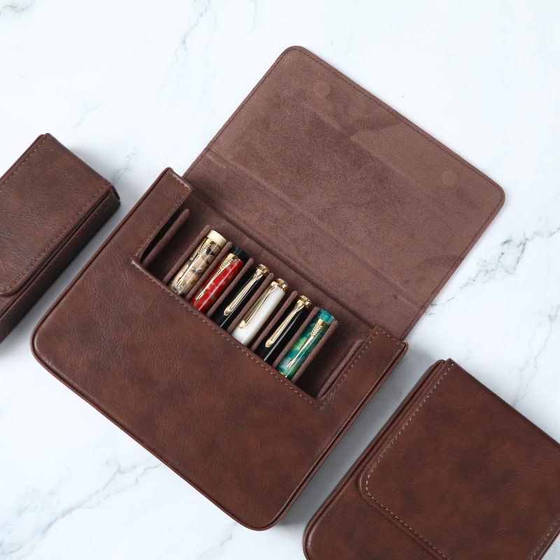 Luxury PU Leather Fountain Pen - đánh giá và giá Leather Fountain Pen Case 3 Slots Pouch