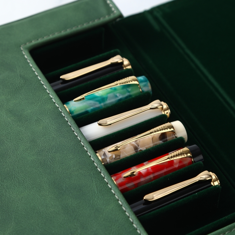 Luxury PU Leather Fountain Pen - đánh giá và giá Leather Fountain Pen Case 3 Slots Pouch