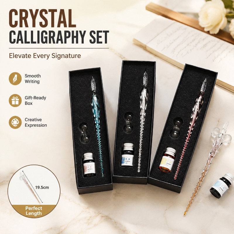 Crystal Glass Dipping Pen Set  - đánh giá và giá Glass Dip Pen Calligraphy Ink Set