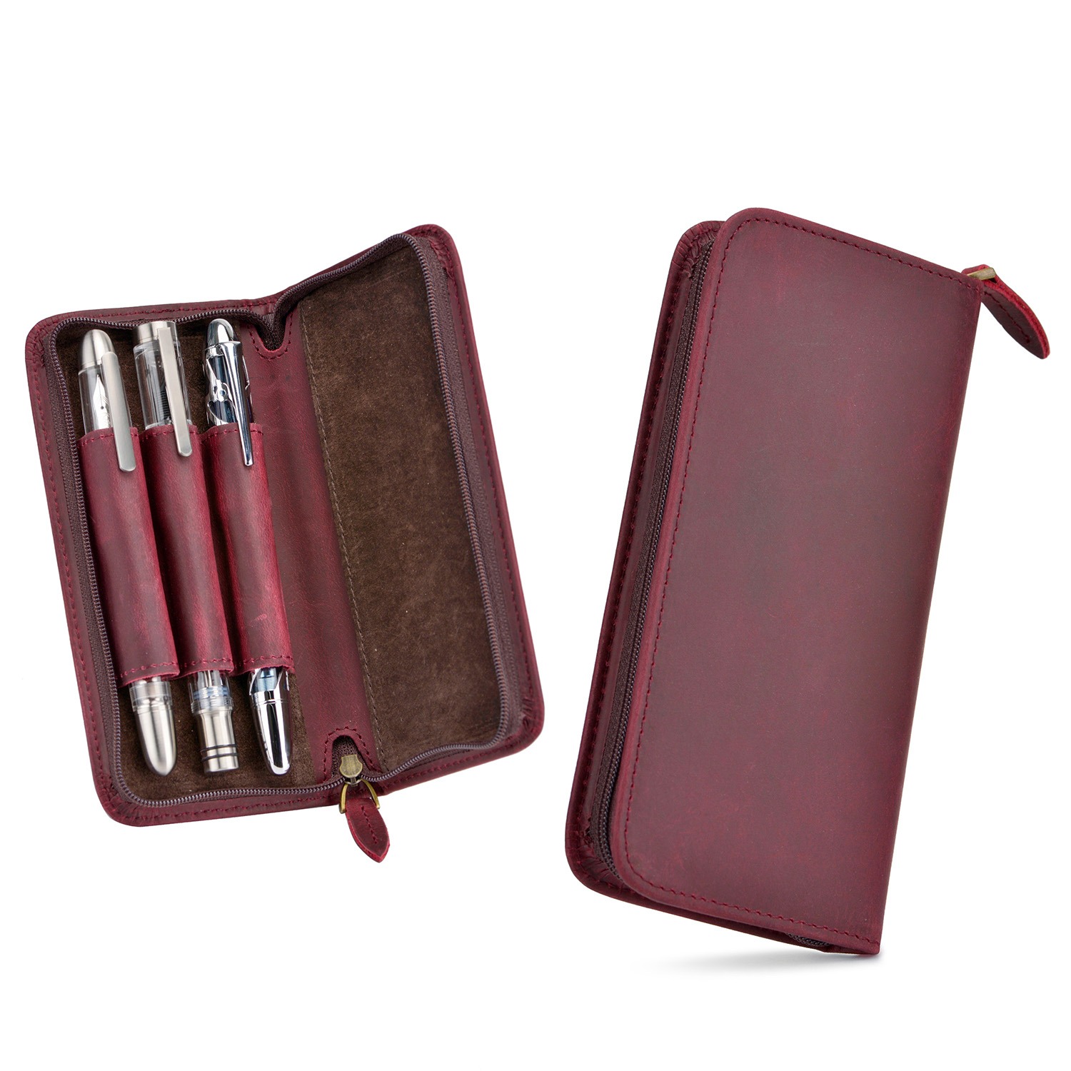 Asvine Luxury 3 Slots Fountain - đánh giá và giá Leather Fountain Pen Case 3 Slots Pouch