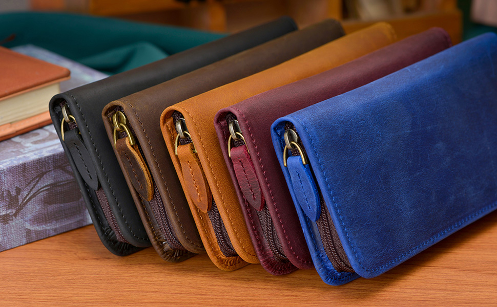 3 Slots Handmade Crazy Horse L - đánh giá và giá Leather Fountain Pen Case 3 Slots Pouch
