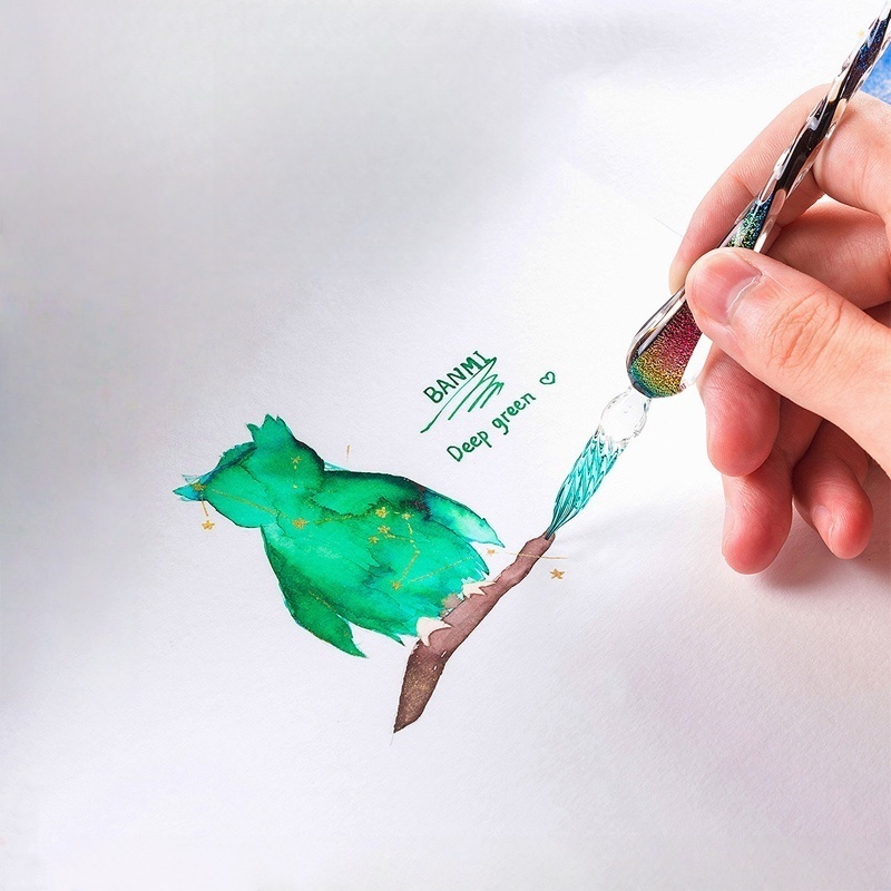12-Color Shimmering Gold Powde - đánh giá và giá Glass Dip Pen Calligraphy Ink Set