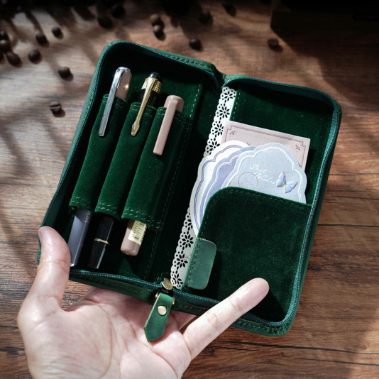 Crazy Horse Genuine Leather Pe - đánh giá và giá Leather Fountain Pen Case 3 Slots Pouch