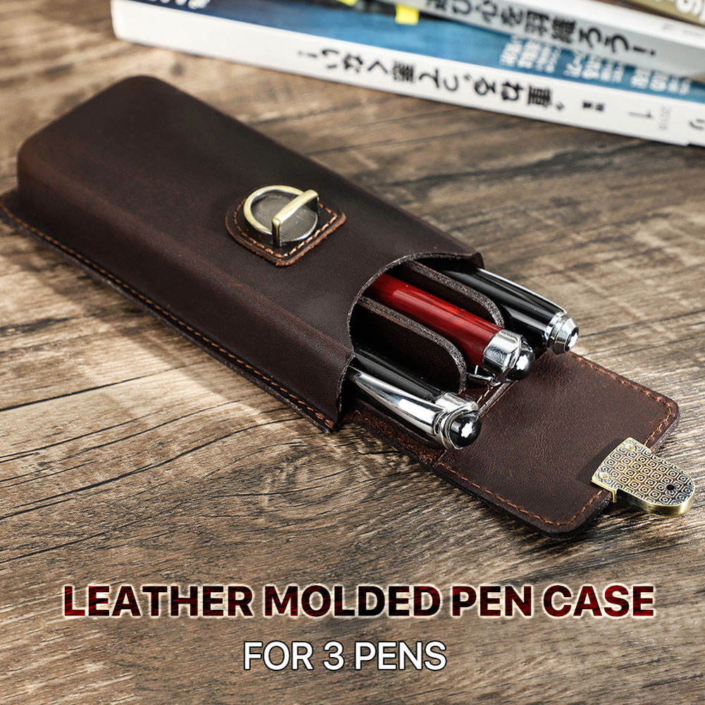 Handmade Genuine Leather 3 Slo - đánh giá và giá Leather Fountain Pen Case 3 Slots Pouch