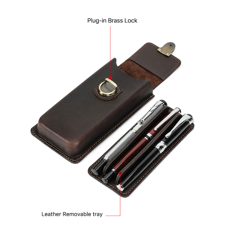 Handmade Genuine Leather 3 Slo - đánh giá và giá Leather Fountain Pen Case 3 Slots Pouch