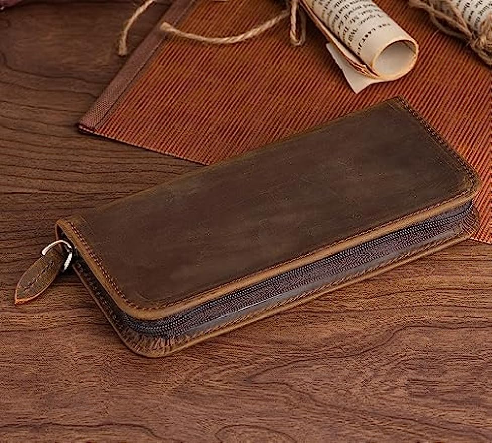 Asvine Vintage Leather Fountai - đánh giá và giá Leather Fountain Pen Case 3 Slots Pouch