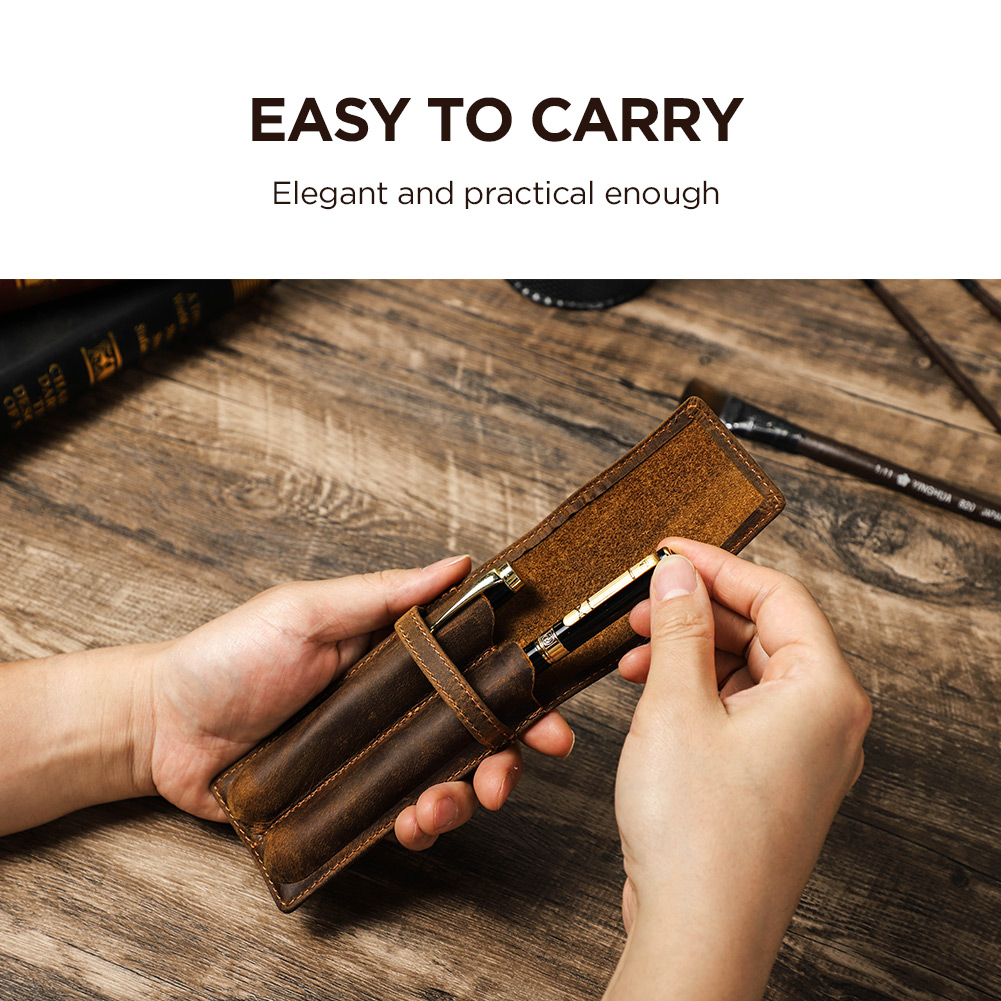 Sang Trọng Da Bò Chính Hãng Vi - đánh giá và giá Leather Fountain Pen Case 3 Slots Pouch