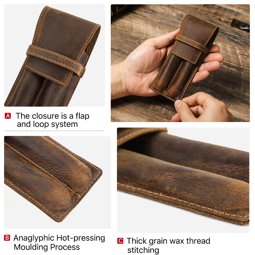 Sang Trọng Da Bò Chính Hãng Vi - đánh giá và giá Leather Fountain Pen Case 3 Slots Pouch