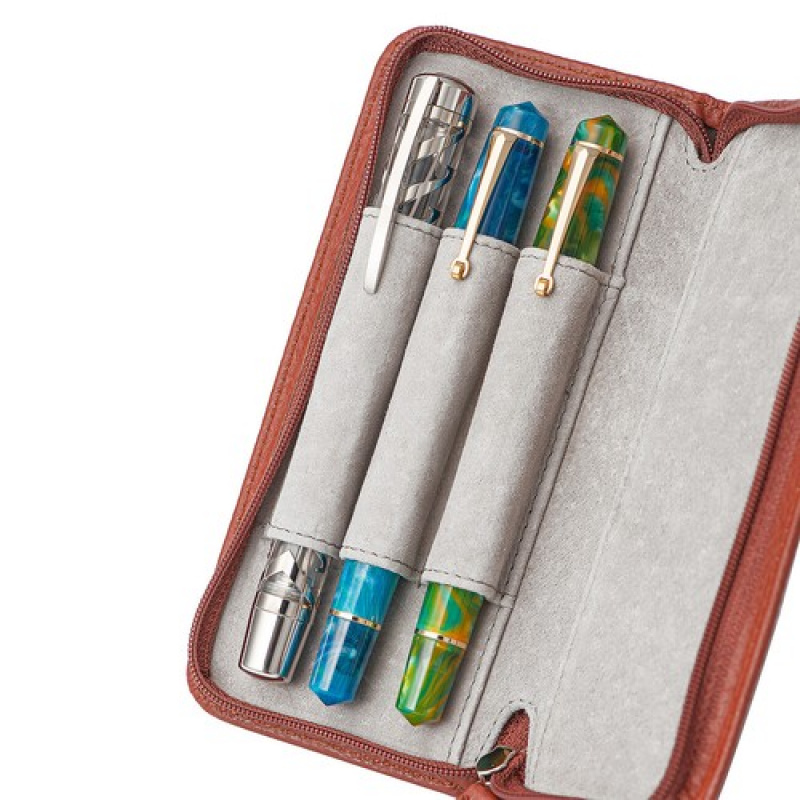 A+ 3 Slots Real Leather Founta - đánh giá và giá Leather Fountain Pen Case 3 Slots Pouch